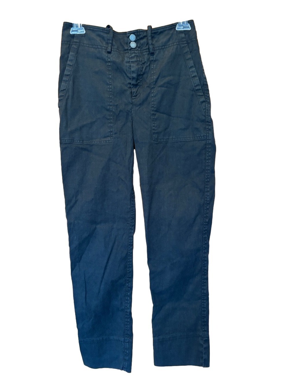 Peruvian Connection Black Linen Blend Slim Fit Utility Cuffed Pants Size 2